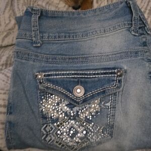 Faded Glory Light Blue Boot Cut Jeans with Sequin Pocket Detail